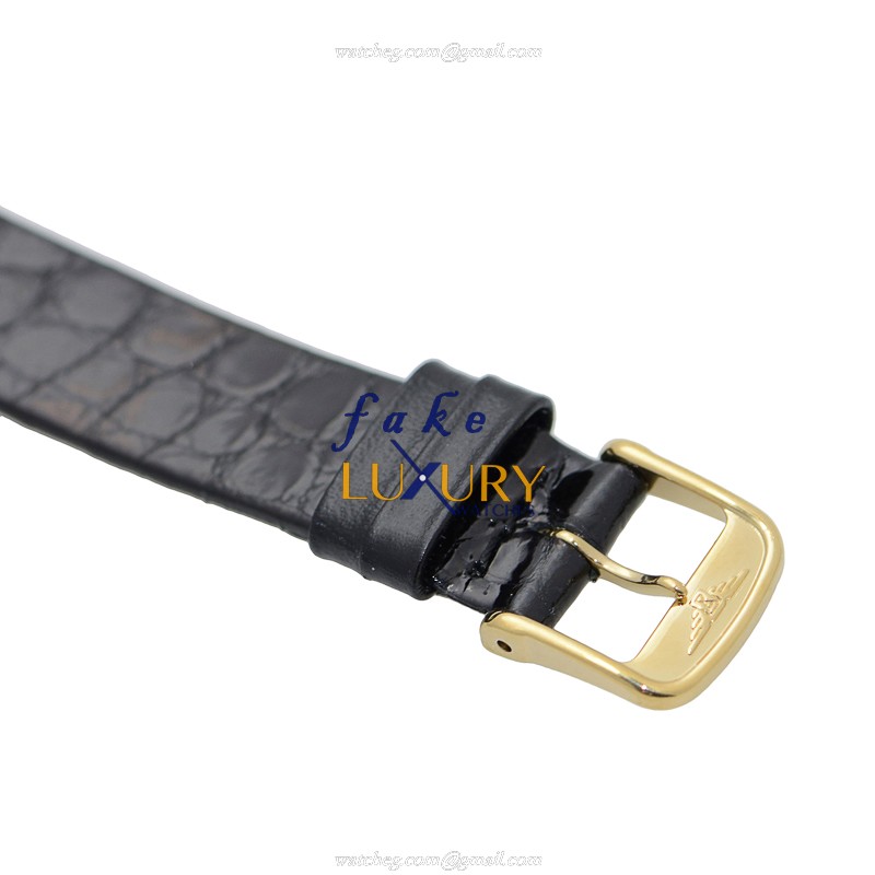 Longines L4.205.2.11.2 Replica LA GRANDE Quartz PVD Gold Watch, White Dial, Black Alligator Strap - Image 4
