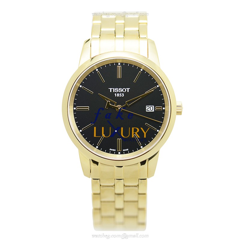 Tissot T033.410.33.051.01 T-Classic Quartz Black Dial Gold Stainless Steel Replica Watch - Image 2