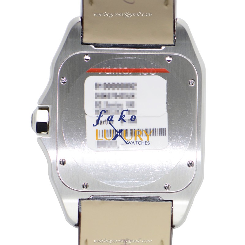 Cartier W20072X7 Santos Automatic 18kt Gold & Steel Replica Watch, Silver Dial, Alligator Brown - Image 3