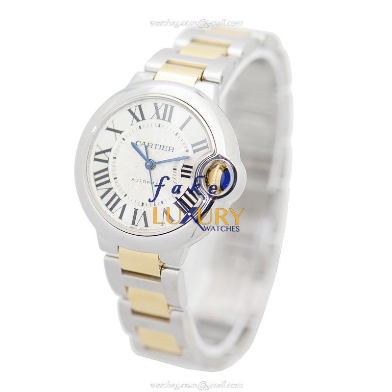 Cartier W2BB0002 BALLON BLEU Automatic Stainless Steel Replica Watch - Silver Dial - Gold & Steel - Image 3