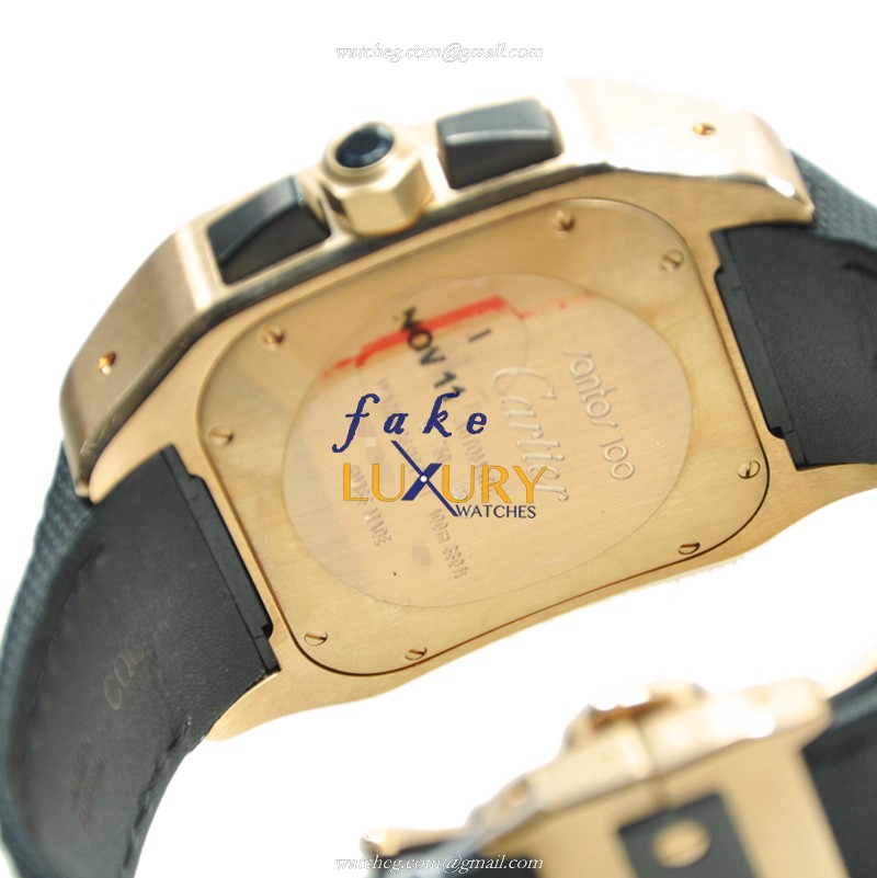 Cartier W2020003 SANTOS Automatic 18kt Rose Gold Replica Watch, Automatic Movement, Black Dial - Image 5