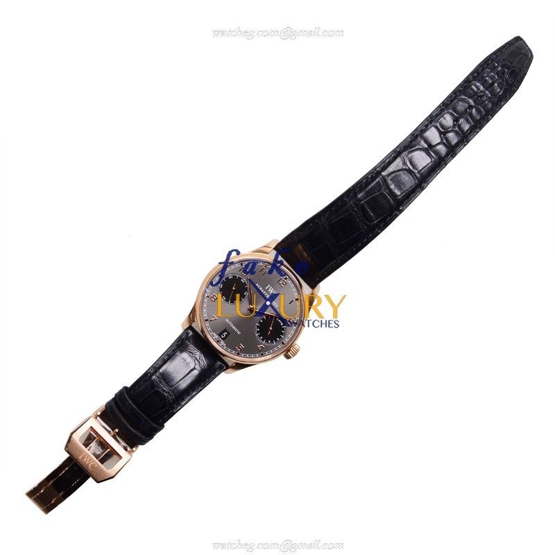 IWC IW500125 Portuguese Automatic 18kt Rose Gold Dark Grey Dial Alligator Strap Replica Watch - Image 2