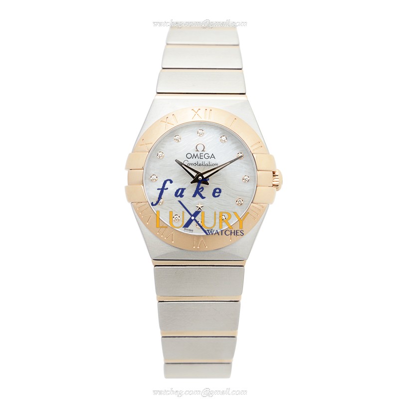 Omega 123.20.24.60.55.007 Quartz 18kt Rose Gold & Steel Constellation Replica Watch - 24mm Case - Image 2