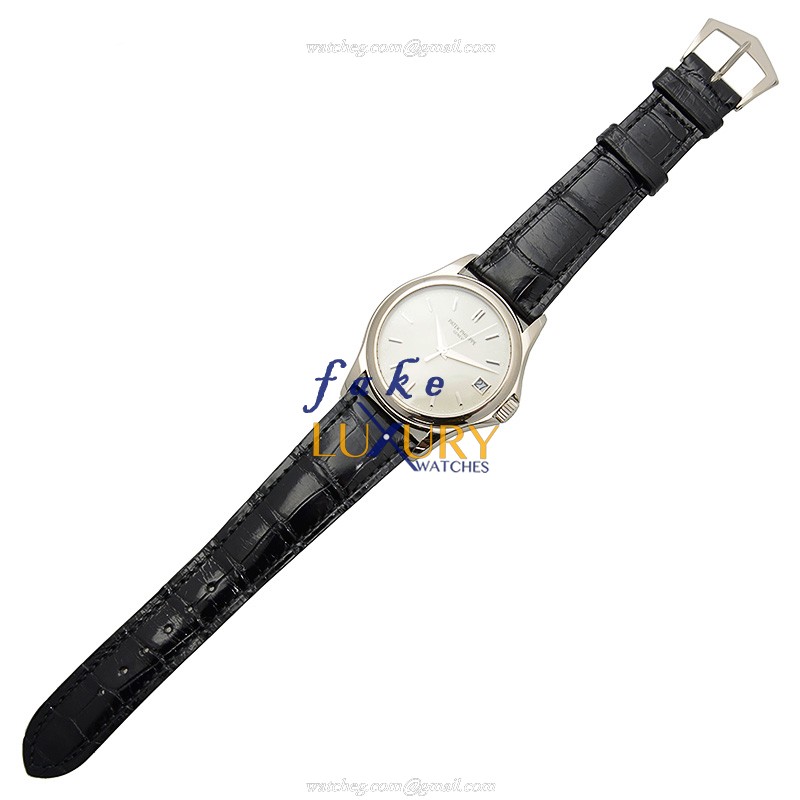Patek Philippe 5127G-001 Calatrava Automatic 18kt White Gold Black Alligator Replica Watch - Image 2
