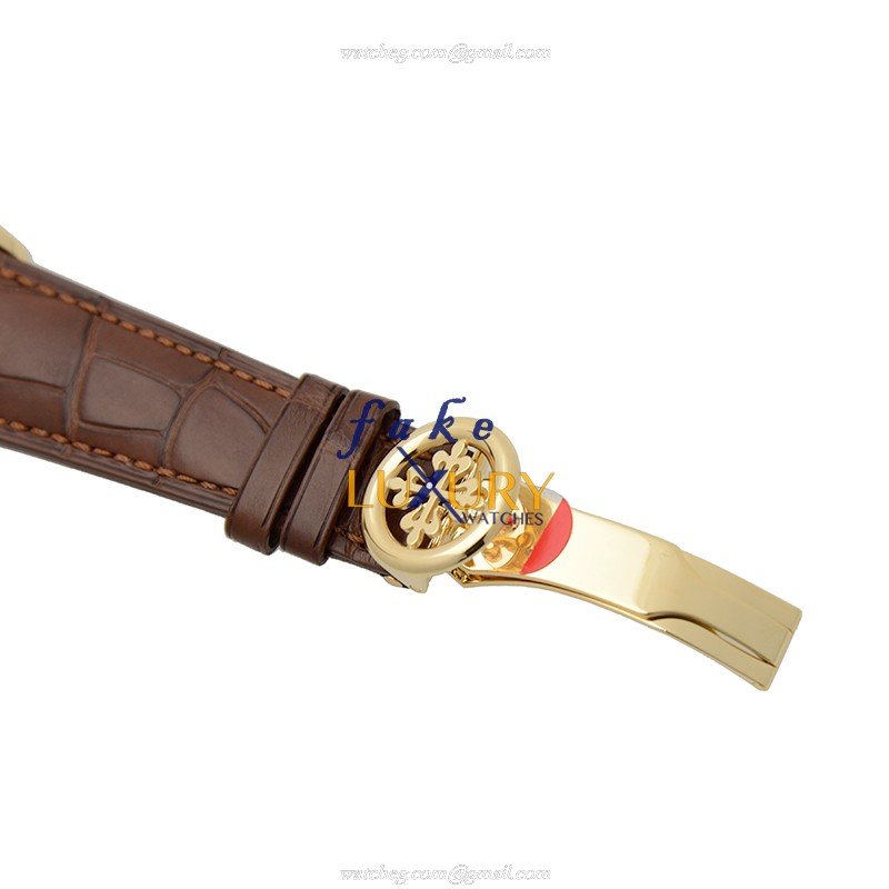 Patek Philippe 5130J-001 COMPLICATIONS Automatic 18kt Yellow Gold White Dial Brown Alligator - Image 4