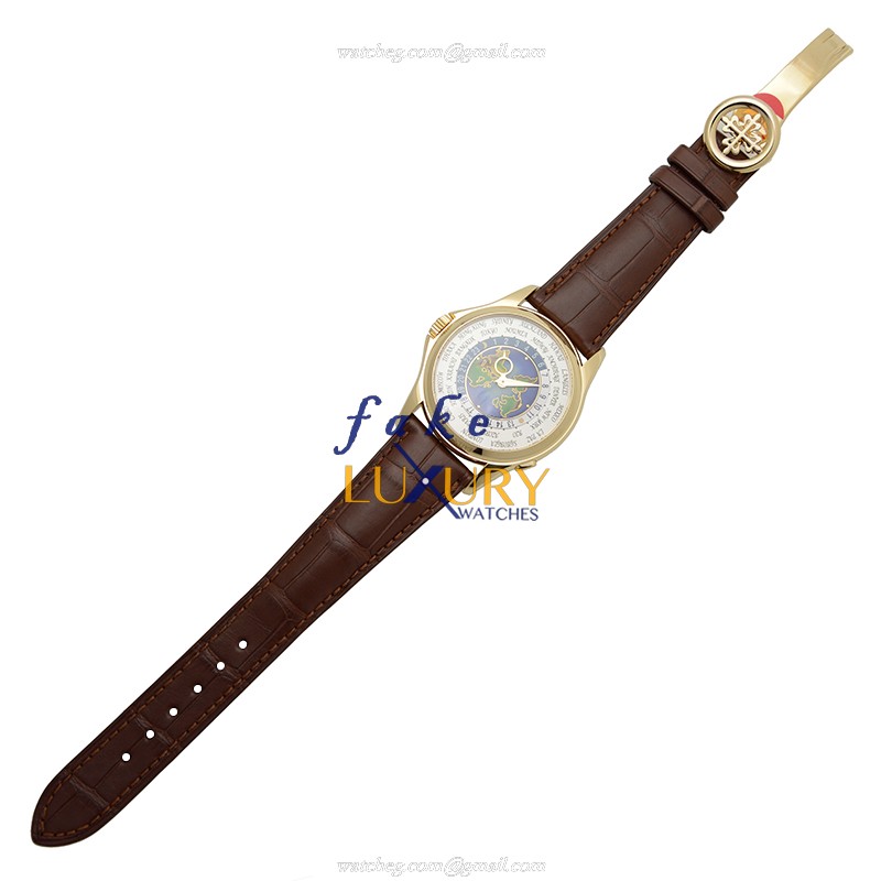 Patek Philippe 5131J-014 Replica Watch Automatic White Dial 18kt Yellow Gold Case Alligator Strap - Image 2