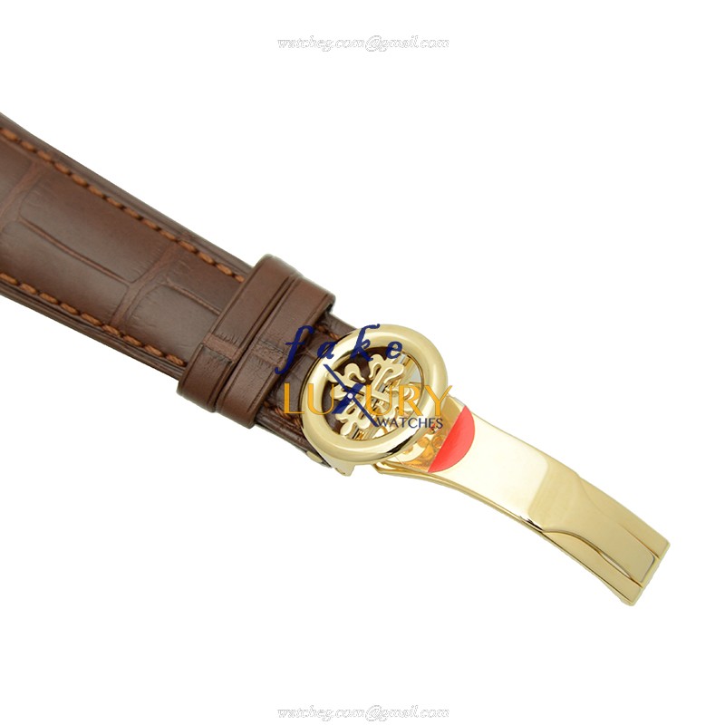 Patek Philippe 5131J-014 Replica Watch Automatic White Dial 18kt Yellow Gold Case Alligator Strap - Image 4