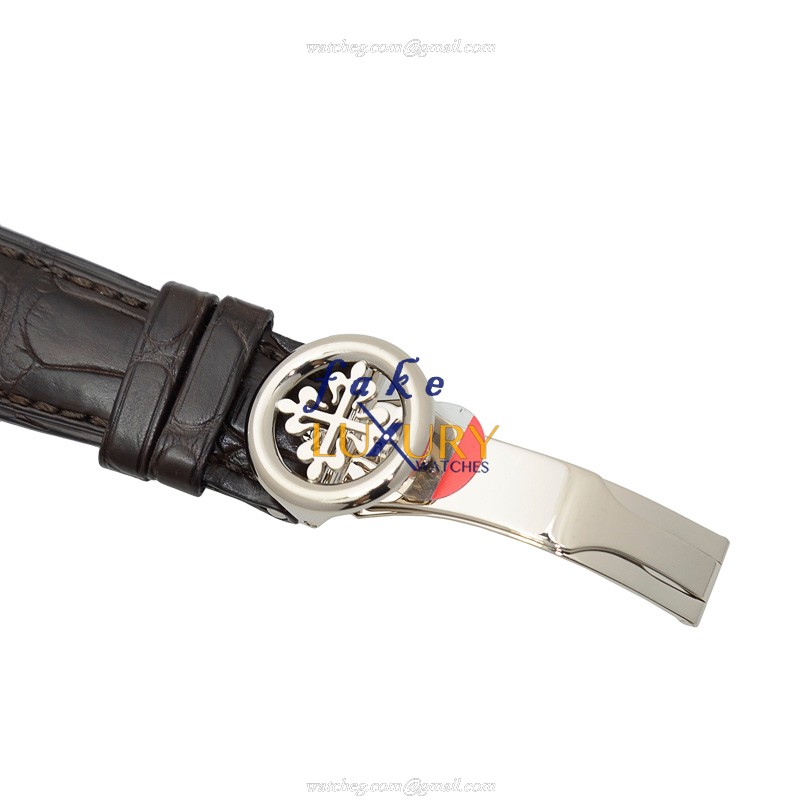 Patek Philippe 5159G-001 Replica Watch - Automatic - 18kt White Gold - White Dial - Alligator Strap - Image 4