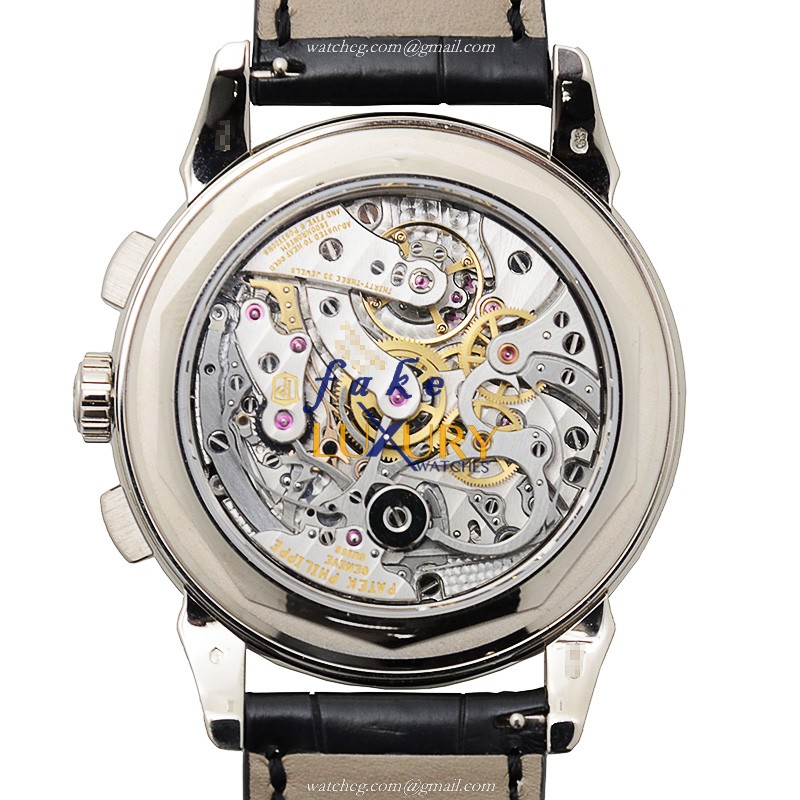 Patek Philippe 5270G-001 Replica Watch, Manual Wind, White Dial, 18kt White Gold Case, Black - Image 3