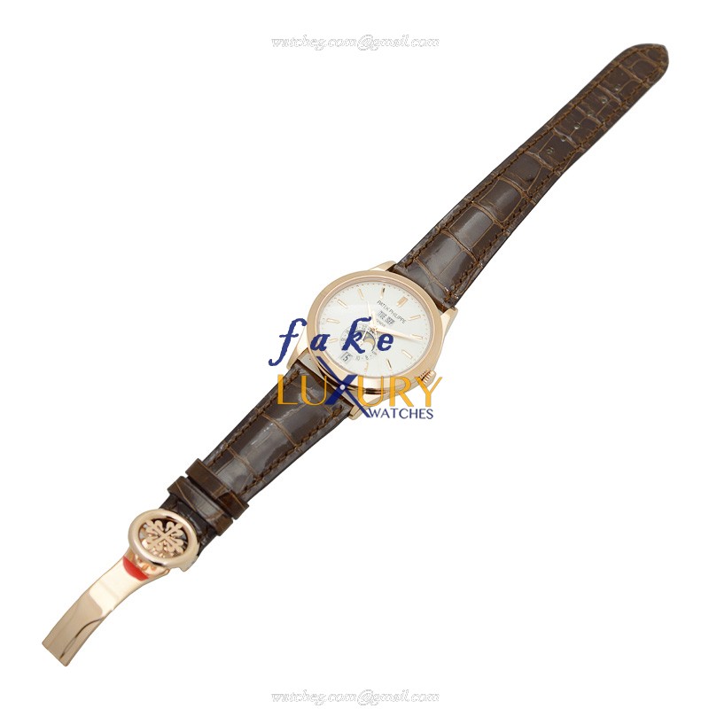 Patek Philippe 5396R-011 Replica Watch Automatic Movement White Dial 18kt Rose Gold Case Brown - Image 2
