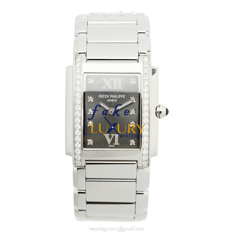 Patek Philippe 4910/10A-010 Twenty-4 Replica Watch, Dark Grey Dial, Stainless Steel & Diamonds - Image 2