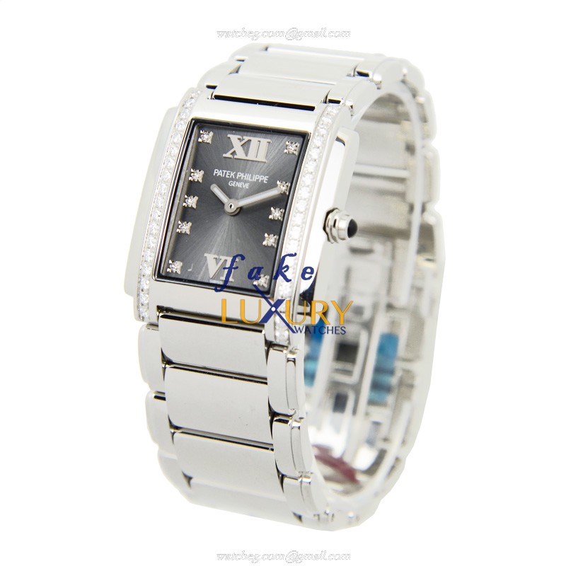 Patek Philippe 4910/10A-010 Twenty-4 Replica Watch, Dark Grey Dial, Stainless Steel & Diamonds - Image 3