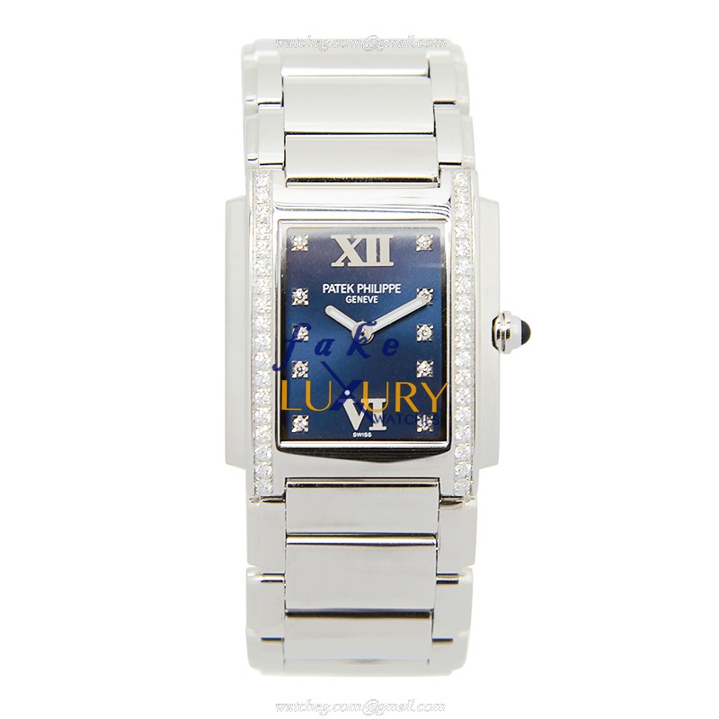 Patek Philippe 4910/10A-012 Twenty-4 Replica Watch, Blue Dial, Stainless Steel & Diamonds Case - Image 2