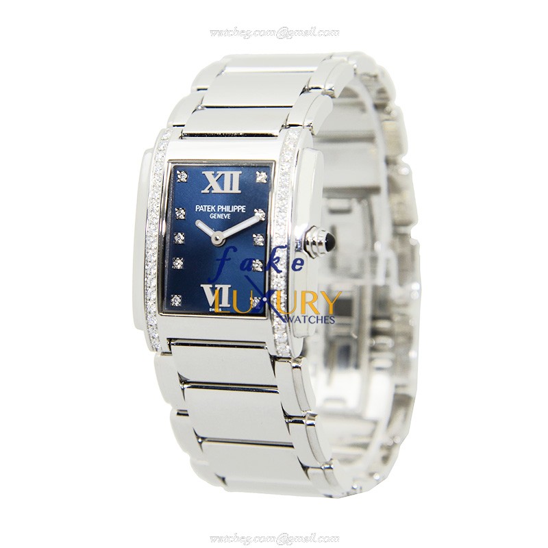 Patek Philippe 4910/10A-012 Twenty-4 Replica Watch, Blue Dial, Stainless Steel & Diamonds Case - Image 3
