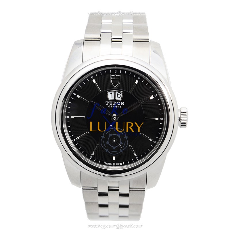 Tudor 57000-68070-BK GLAMOUR DATE Automatic Stainless Steel Replica Watch - Black Dial, Silver Strap - Image 2