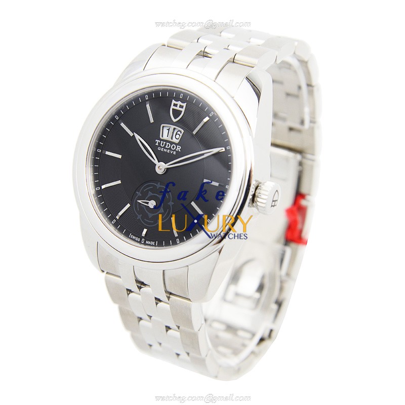 Tudor 57000-68070-BK GLAMOUR DATE Automatic Stainless Steel Replica Watch - Black Dial, Silver Strap - Image 3