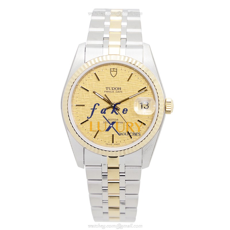 Tudor 74033-62473-CHCL Replica Watch, Automatic, 18kt Gold & Steel Case, Gold Dial, Silver Strap - Image 2