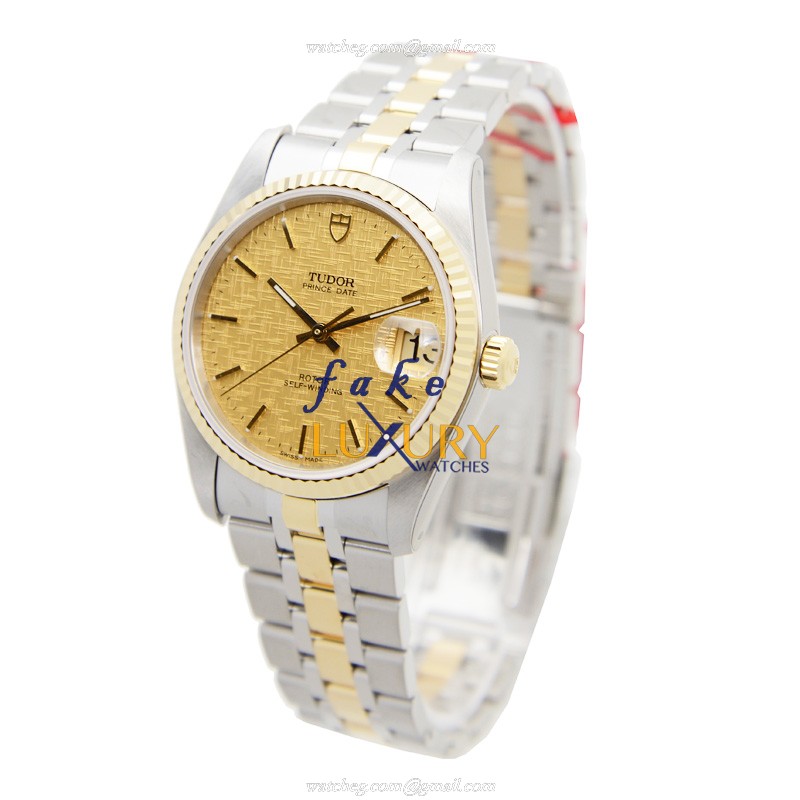 Tudor 74033-62473-CHCL Replica Watch, Automatic, 18kt Gold & Steel Case, Gold Dial, Silver Strap - Image 3