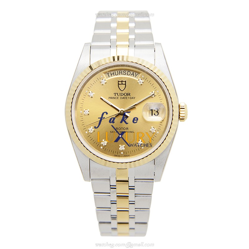 - TUDOR 76213-62483-10DI-CH PRICE DATE-DAY AUTO GOLD STEEL Replica Watch - Image 2