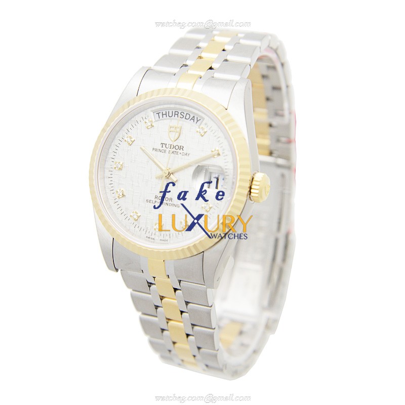 Tudor 76213-62483-10DI-SVCL Automatic 18kt Gold & Steel Watch - Replica - Silver Dial & Band - Image 3