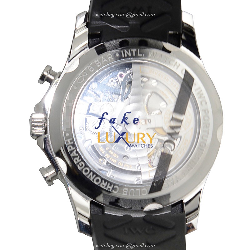 IWC IW390502 Portuguese Replica Watch, Automatic, Silver White Dial, Steel Case, Black Rubber Strap - Image 3