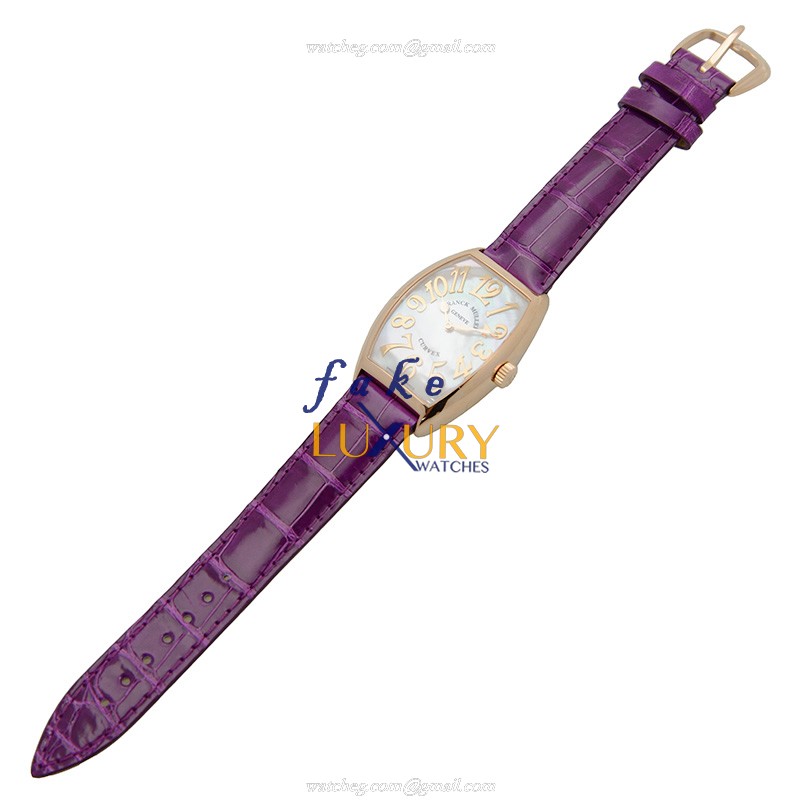 Franck Muller 5852 QZ REL MOP 5N Replica Watch, Quartz Movement, 18kt Rose Gold Case, Silver White - Image 2