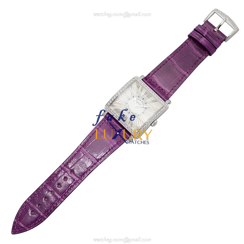 Franck Muller 6002 M B QZ REL R D 1R AC Master Square Quartz Silver Dial Purple Strap Replica Watch - Image 2