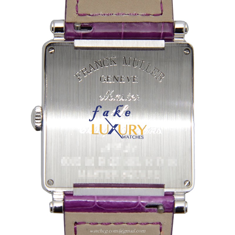 Franck Muller 6002 M B QZ REL R D 1R AC Master Square Quartz Silver Dial Purple Strap Replica Watch - Image 3