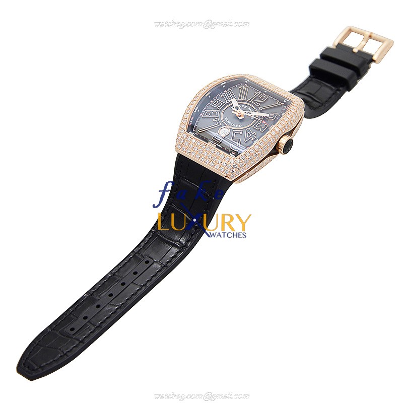 Franck Muller V 45 SC DT D 5N - Luxury Replica Watch - 18kt Rose Gold & Diamonds - Automatic - Image 2