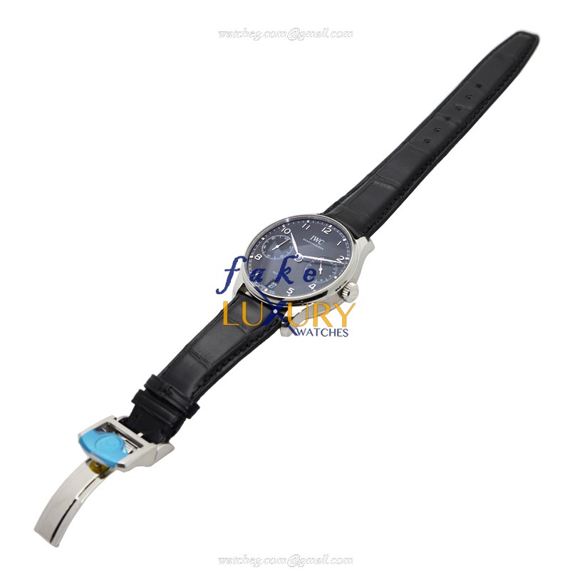 IWC IW500703 Portuguese Replica Watch, Black Dial, Steel Case, Automatic, Alligator Strap - Image 2