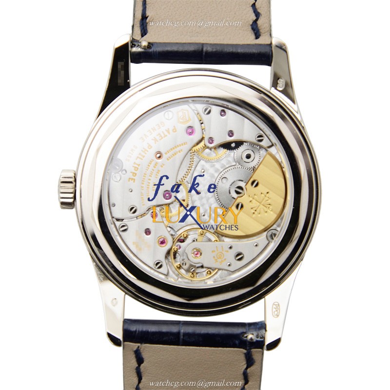 Patek Philippe 6000G-012 Calatrava Replica Watch, Automatic Movement, Blue Dial, 18kt White Gold - Image 3