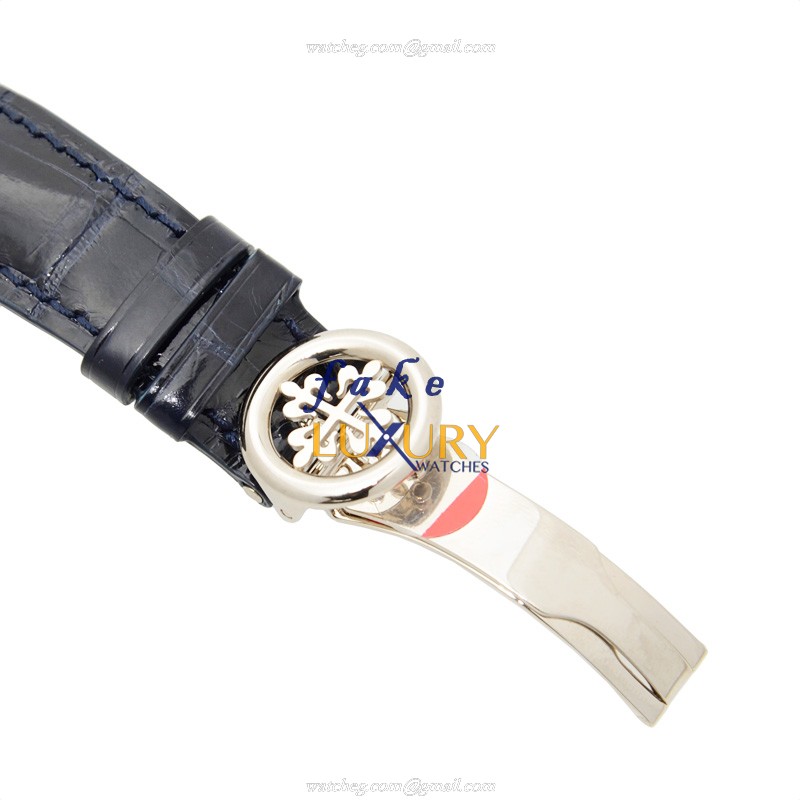 Patek Philippe 6000G-012 Calatrava Replica Watch, Automatic Movement, Blue Dial, 18kt White Gold - Image 4