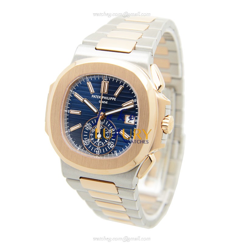 Patek Philippe Nautilus 5980/1AR-001 Automatic Blue Dial Rose Gold Steel Replica Watch - Image 3