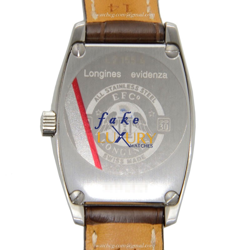 Longines L2.155.4.71.9 Replica Watch, White Dial, Steel Case, Brown Alligator Strap - Image 3