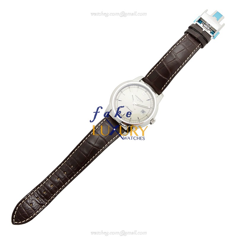 Longines L2.766.4.79.0 Saint Imier Automatic Silver Dial Stainless Steel Alligator Strap Replica - Image 2