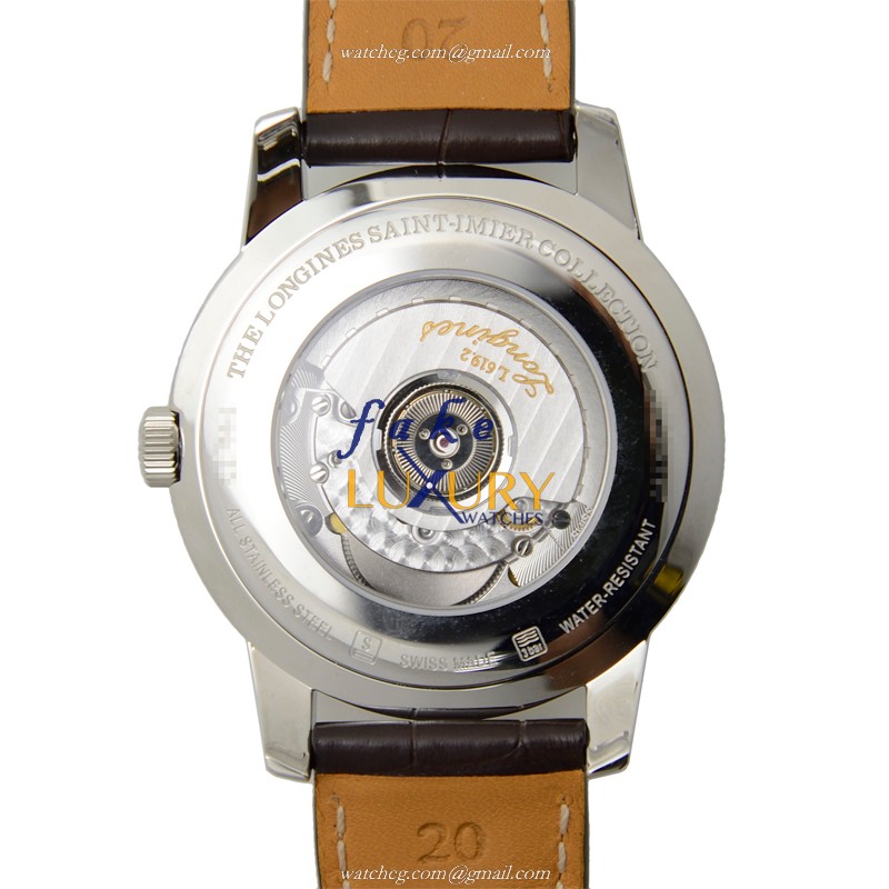 Longines L2.766.4.79.0 Saint Imier Automatic Silver Dial Stainless Steel Alligator Strap Replica - Image 3