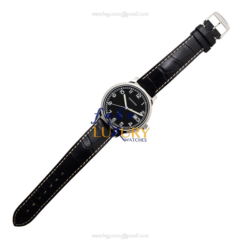 Longines L2.788.4.53.3 Replica Watch, Automatic, Black Dial, Stainless Steel Case, Alligator Strap - Image 2
