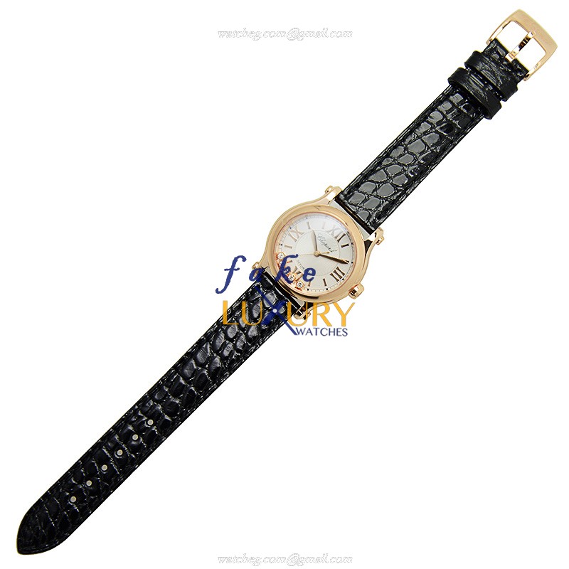 Chopard 274893-5001 - Happy Sport - Automatic - 18kt Rose Gold Case - Replica Watch - 30mm - Silver - Image 2