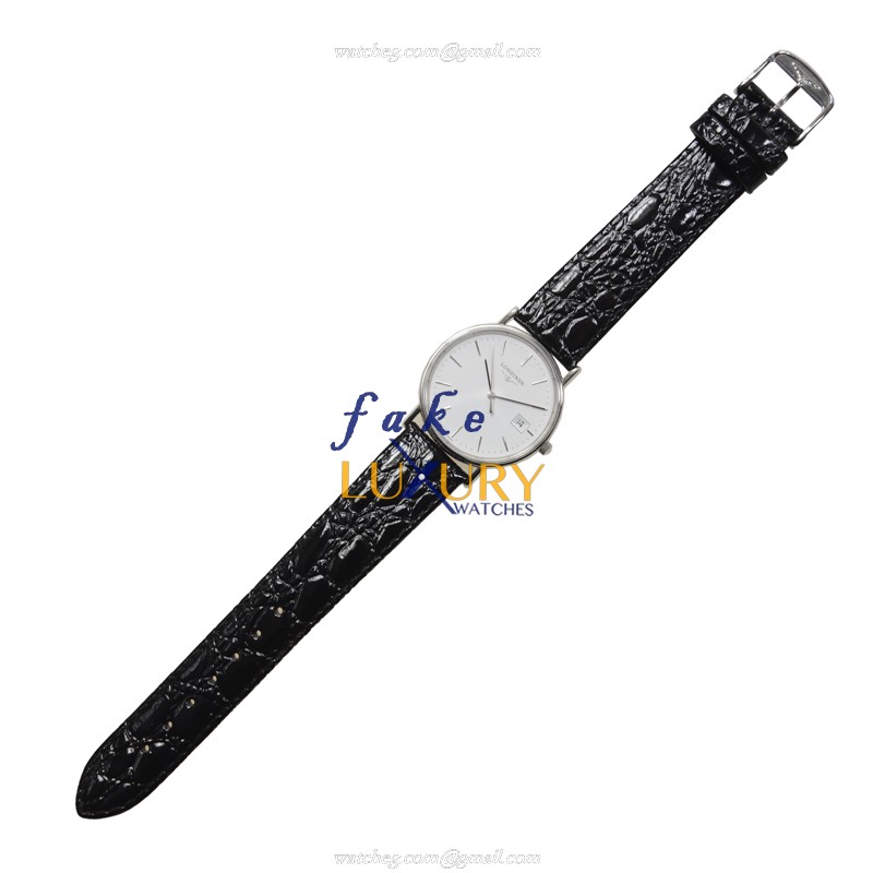 Longines L4.720.4.12.2 PRESENCE Quartz Stainless Steel White Dial Leather Strap Replica Watch - Image 2