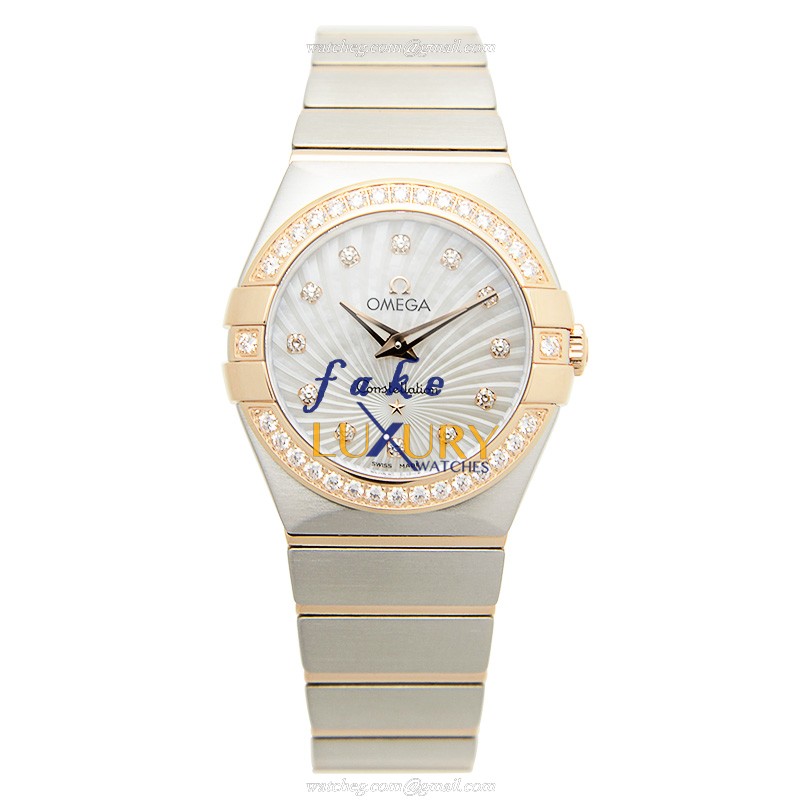 Omega 123.25.27.60.55.002 Constellation Quartz 18kt Rose Gold & Diamond Silver Dial Replica Watch - Image 2