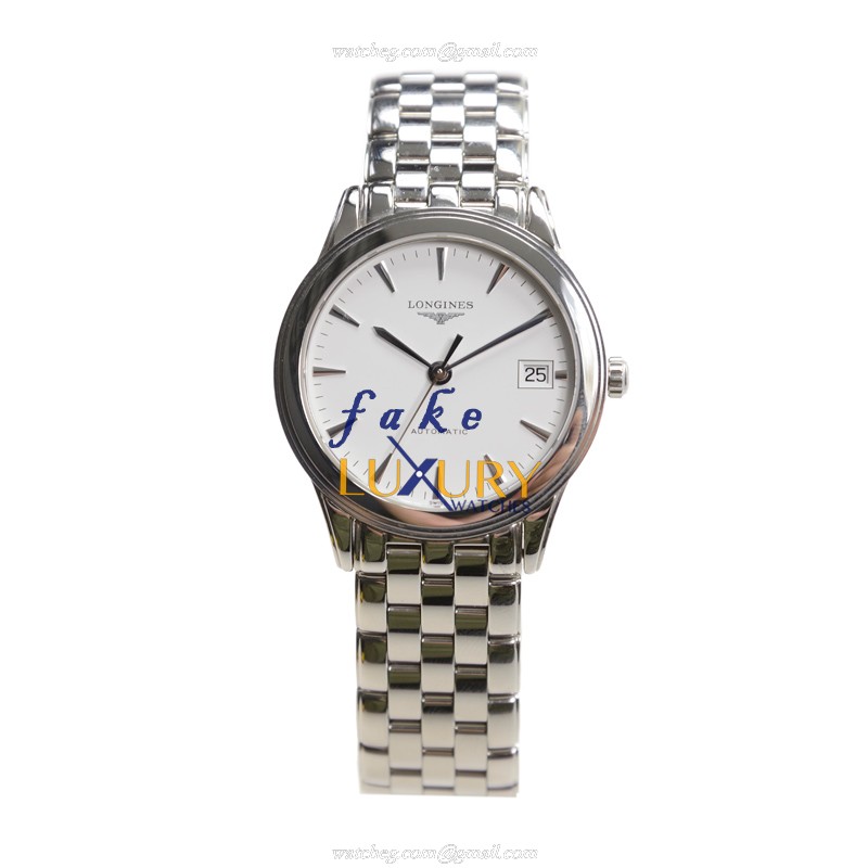 Longines L4.717.4.12.6 FLAGSHIP Replica Watch, Automatic Swiss Movement, White Dial, Silver - Image 2