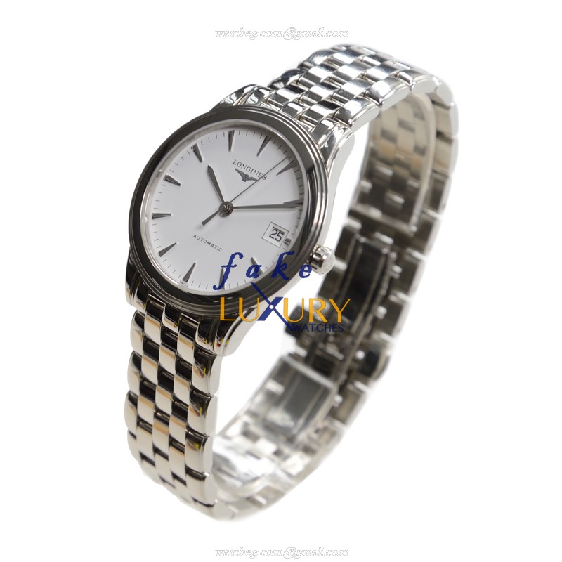 Longines L4.717.4.12.6 FLAGSHIP Replica Watch, Automatic Swiss Movement, White Dial, Silver - Image 3
