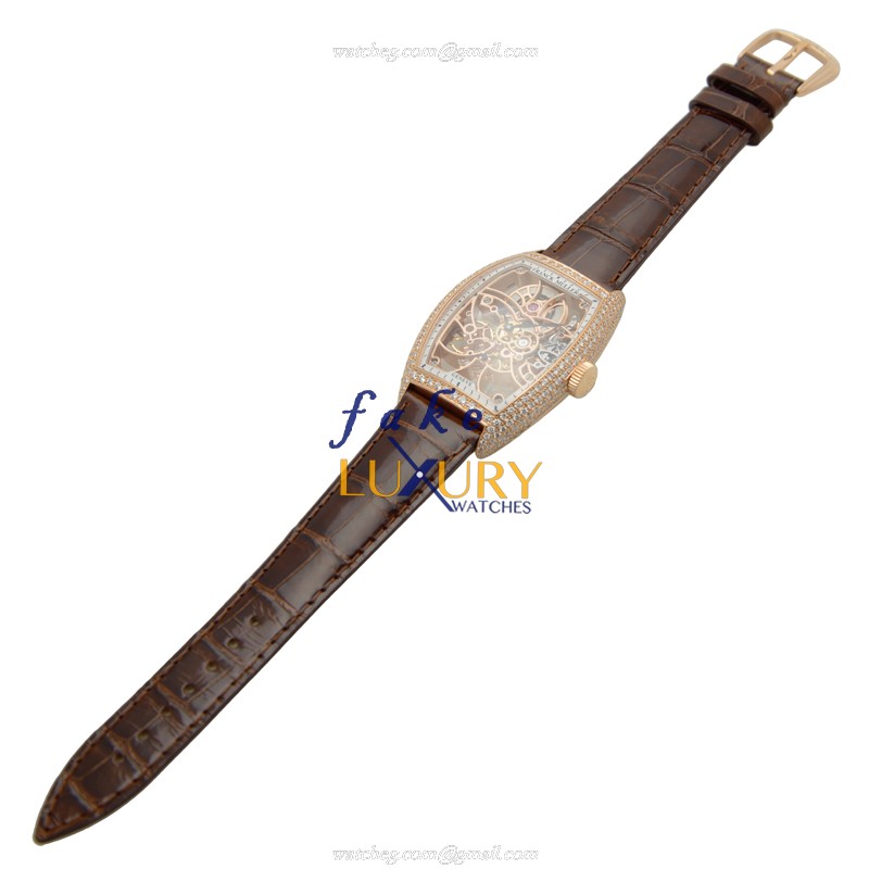 Franck Muller 7880BS6SQTD5N - Manual Wind - 18kt Rose Gold & Diamonds - Replica Watch - Case - Image 2