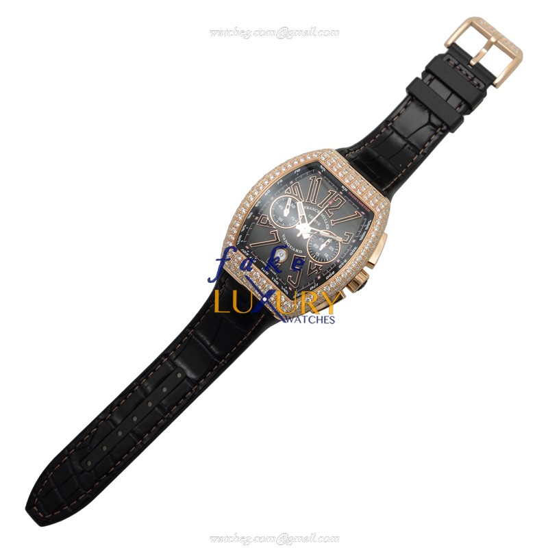 Franck Muller V 45 CC DT D 5N Vanguard Automatic 18kt Rose Gold & Diamond Replica Watch, 44mm - Image 2