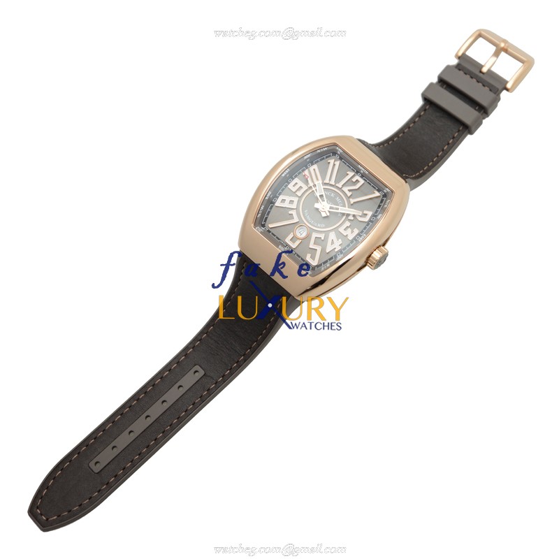 Franck Muller V 45 SC DT 5N.TT Vanguard Replica Watch, Automatic, Gray Dial, 18kt Rose Gold - Image 2