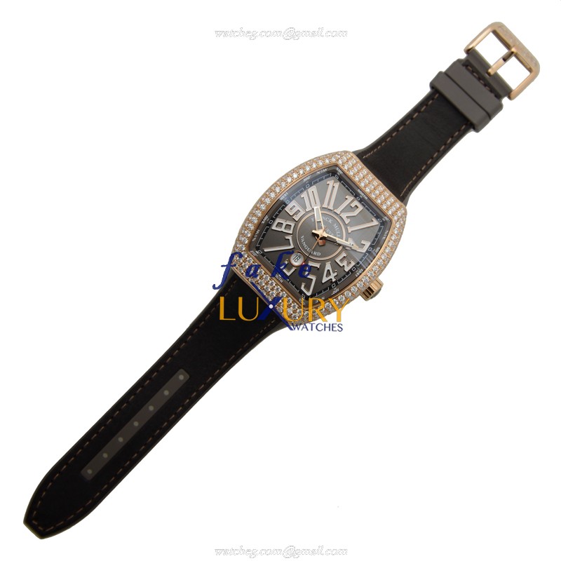 Franck Muller V 45 SC DT D 5NTT Vanguard Automatic Replica Watch, Gray Dial, Rose Gold & Diamonds - Image 2