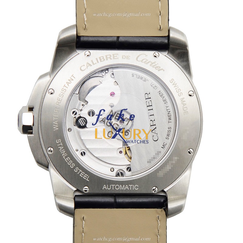 Cartier WSCA0003 Automatic Replica Watch - Stainless Steel Case & Black Alligator Strap - Image 3