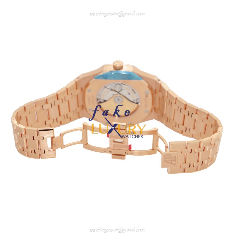 Audemars Piguet 15400OR.OO.1220OR.01 Royal Oak Replica Watch, Black Dial, Rose Gold Case - Image 5