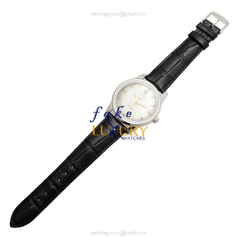 Longines L1.645.4.75.4 HERITAGE Manual Wind Stainless Steel Replica Watch - Silver Dial, Black - Image 2