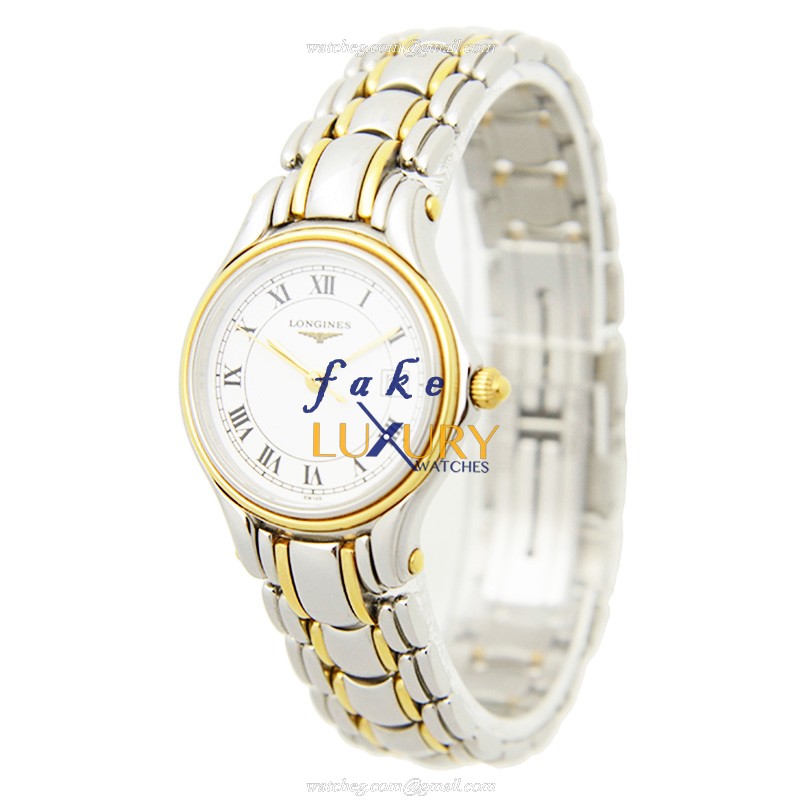 Longines L3.106.5.10.6 CONQUEST Quartz 18kt Gold & Steel | White Dial | Silver Strap Replica Watch - Image 3